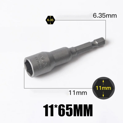 1 KOM 3 MM-24 MM šesterokutni udarni nasadni set nemagnetskih matica, set odvijača 1/4 6,35 mm ključ, 65 mm dugi adapter, komplet utičnica za električnu bušilicu