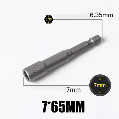 1 KOM 3 MM-24 MM šesterokutni udarni nasadni set nemagnetskih matica, set odvijača 1/4 6,35 mm ključ, 65 mm dugi adapter, komplet utičnica za električnu bušilicu