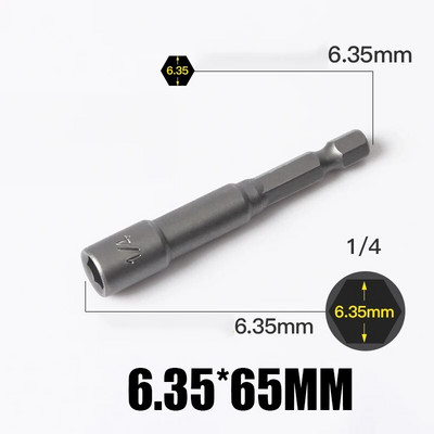 1 KOM 3 MM-24 MM šesterokutni udarni nasadni set nemagnetskih matica, set odvijača 1/4 6,35 mm ključ, 65 mm dugi adapter, komplet utičnica za električnu bušilicu