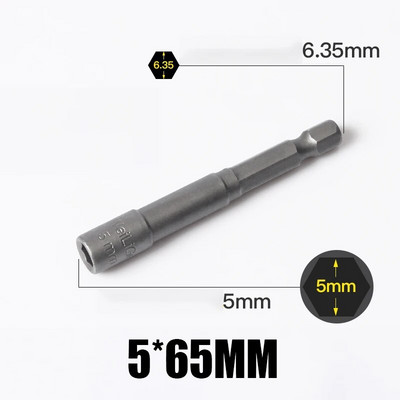 1 KOM 3 MM-24 MM šesterokutni udarni nasadni set nemagnetskih matica, set odvijača 1/4 6,35 mm ključ, 65 mm dugi adapter, komplet utičnica za električnu bušilicu