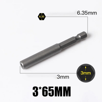 1 KOM 3 MM-24 MM šesterokutni udarni nasadni set nemagnetskih matica, set odvijača 1/4 6,35 mm ključ, 65 mm dugi adapter, komplet utičnica za električnu bušilicu