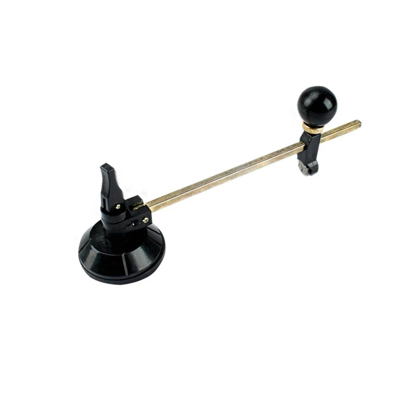 Profesionalus stiklo pjaustytuvo apvalus pjovimo įrankis su apvalia rankena ir siurbtuko reguliavimo kompaso tipo apskrito stiklo pjaustytuvu