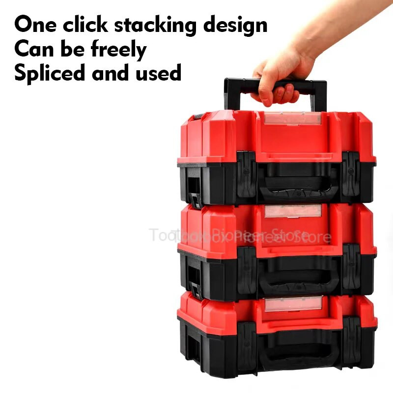 Stacked Protable Toolbox Kietas plastikinis lagaminas Įrankių Dėžė Kietas Dėklas Įrankių Dėklas Mechaninis Grąžtų laikymo Dėžė Taisymo Įrankiai Organizatorius