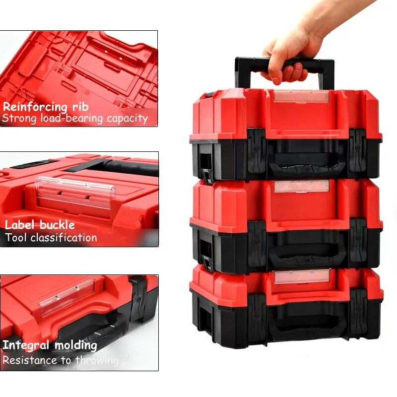 Stacked Protable Toolbox Kietas plastikinis lagaminas Įrankių Dėžė Kietas Dėklas Įrankių Dėklas Mechaninis Grąžtų laikymo Dėžė Taisymo Įrankiai Organizatorius