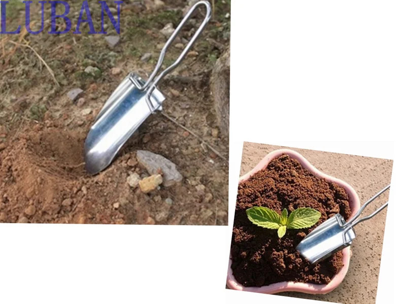 Mini rozsdamentes acél kerti szerszámok összecsukható összecsukható lapát Camping ásó kertészeti szerszám ruha csomag Ingyenes szállítás