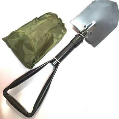 Daugiafunkcinis sulankstomas kempingo kastuvas su laikymo maišeliu Anglies plieno karinio stiliaus įtvirtinimo įrankis kempingo sodui