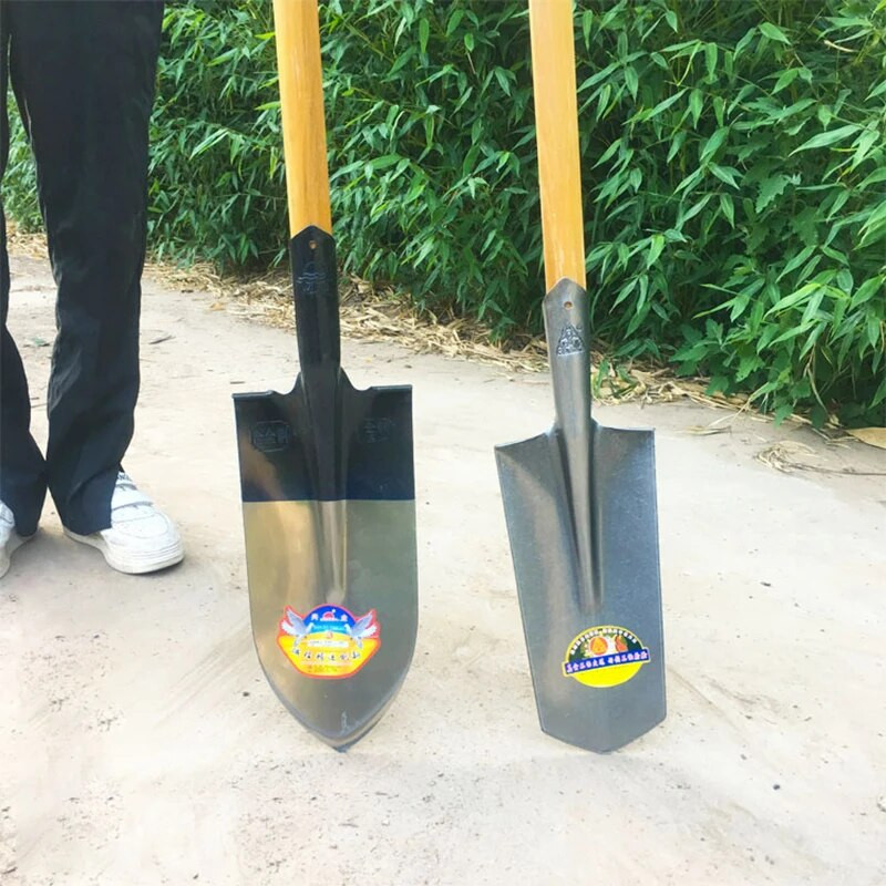 Mangano plieno žemės ūkio kasimo kastuvas vandens nutekėjimo kastuvo galvutė siaura anga kasimo kastuvas Daugiafunkcis smailus plieno kastuvas