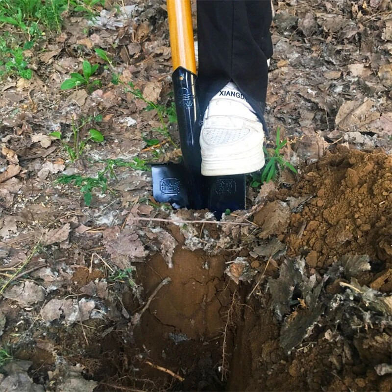 Mangano plieno žemės ūkio kasimo kastuvas vandens nutekėjimo kastuvo galvutė siaura anga kasimo kastuvas Daugiafunkcis smailus plieno kastuvas