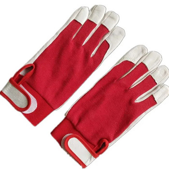 1 чифт Механични работни ръкавици Кожено палто за заваряване Тежка индустриална ръкавица Червени бели тежки спортни защитни ръкавици Спортна ръкавица