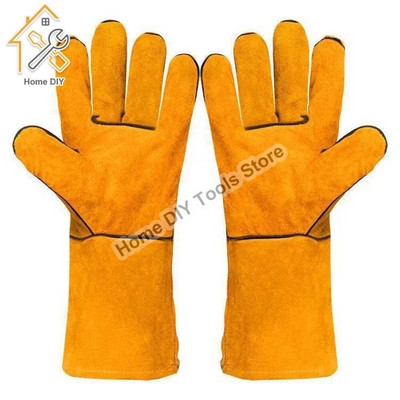 Кожени работни ръкавици за мъже Тежкотоварни предпазни ръкавици от жълта телешка кожа Защитни шофьорски работни заваръчни механични ръкавици