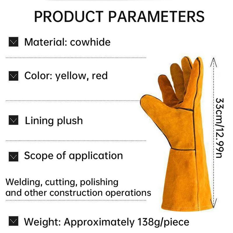 Nahast töökindad meestele Kollane veisenahast raskeveokite ohutusega kaitsvad autojuhi töökeevitusmehaaniku kindad