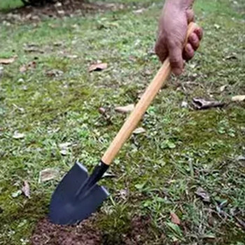 1бр. Лопата за копаене на почва с дървена дръжка Преносима стоманена ръчна лопата за засаждане на зеленчуци Премахване на сняг Селскостопански инструмент