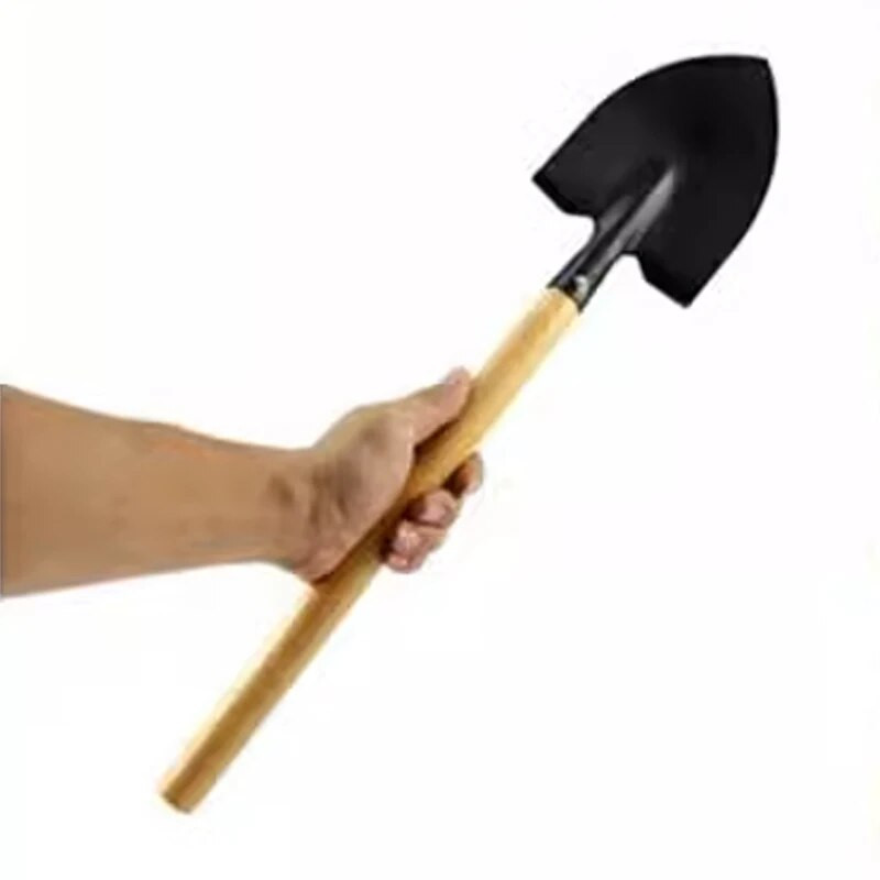 1kom lopata za kopanje tla s drvenom drškom, prijenosna čelična ručna lopata za sadnju povrća, uklanjanje snijega, poljoprivredni alat
