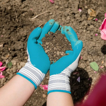 Γάντια εργασίας Μωβ Πολυεστερικό Γκρι Προστατευτικό Γάντι Κήπου Ανθεκτικά Αντιολισθητικά Αδιάβροχα Γάντια Κηπουρικής