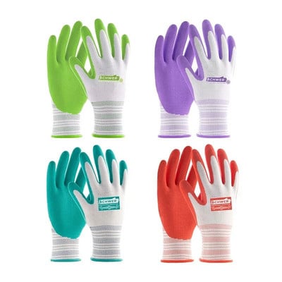 Работни ръкавици Лилави полиестерни сиви ръкавици Защитни за работа Градина Издръжливи неплъзгащи се водоустойчиви градински ръкавици