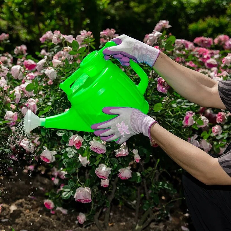 Darbo pirštinės Purpurinės poliesterio pilkos spalvos pirštinės Apsauginės darbui sodo patvarios neslidžios vandeniui atsparios sodo pirštinės