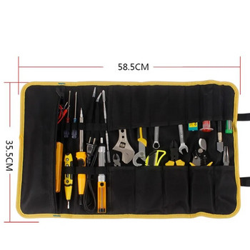 Многофункционална чанта за кутия за инструменти Тип макара Дървообработващ електротехник Ремонт Платнена преносима кутия за съхранение на инструменти