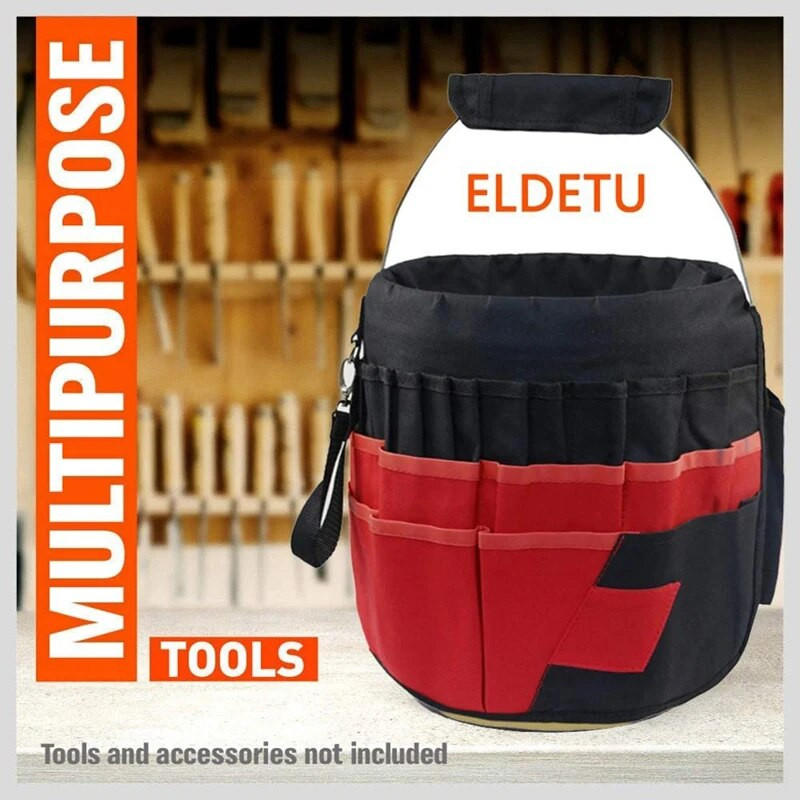 HOT-Bucket Organizator Tote Bag Set de instrumente Geantă Seturi de scule de grădină 42 Kit de reparații pentru scule de buzunar pentru depozitare Organizator pentru cutia de instrumente pentru construcție