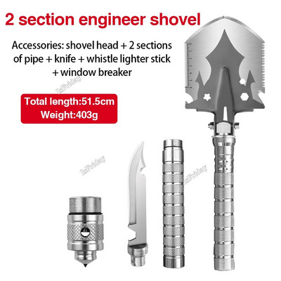 Višenamjenska vanjska lopata 4-dijelna cijev za pecanje Sklopiva lopata Lopata za kampiranje na otvorenom Lopata za kampiranje Komplet alata za kopanje vrta