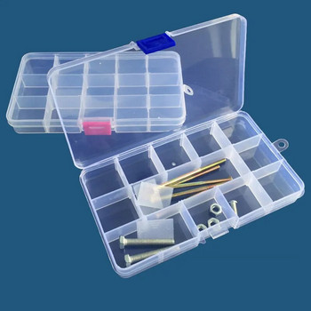 15 πλέγματα Διαφανής πλαστική θήκη οργάνωσης αποθήκευσης Ρυθμιζόμενο κουτί δοχείου για ορθογώνια θήκη κουτιού με κουμπιά κοσμημάτων