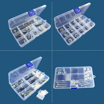 15 πλέγματα Διαφανής πλαστική θήκη οργάνωσης αποθήκευσης Ρυθμιζόμενο κουτί δοχείου για ορθογώνια θήκη κουτιού με κουμπιά κοσμημάτων