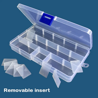 15 Решетки Прозрачен Пластмасов Органайзер Отделение Регулируем Контейнер Кутия За Бутони Бижута Правоъгълна Кутия Калъф