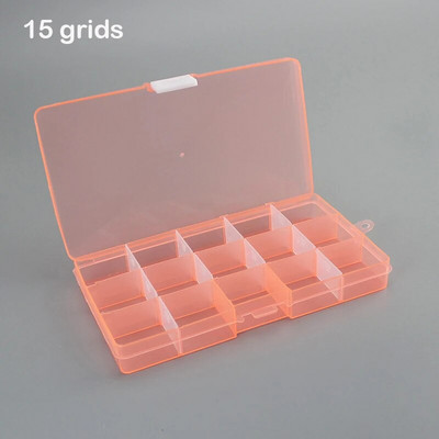 15 rešetki Prozirni plastični odjeljak za organizatore Podesiva kutija za spremnik za nakit Pravokutna kutija s gumbom