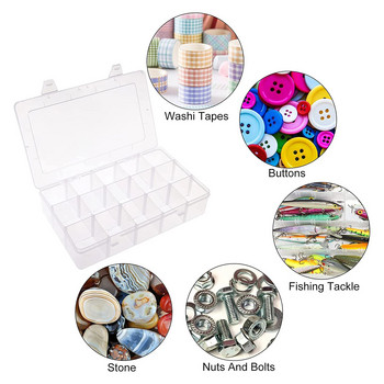 1 τμχ 15 Ζώνες Διαφανές Μεγάλο Πλαστικό Box Organizer with Dividers Bead for Jewelry Box Craft Storage