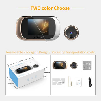 2,8-инчов LCD цветен екран Цифров звънец Интелигентна електронна шпионка Нощно виждане Видеокамера за гледане на врата Външен звънец