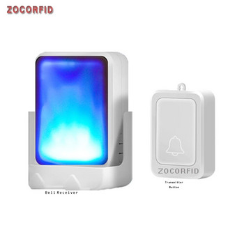 Безжична 7-цветна светлинна светкавица, сменяема музика, звънец, домашен безжичен звънец на вратата, глух, твърд