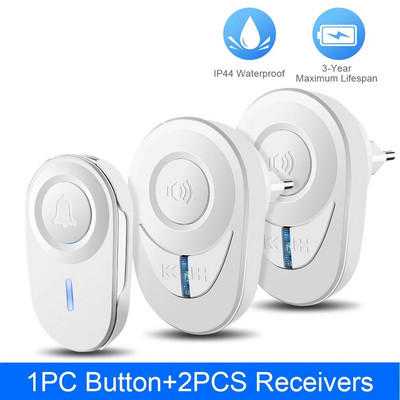 „Wsdcam“ belaidis durų skambutis „Smart Home“ vandeniui atsparus durų skambučio skambėjimo rinkinys 48 muzikos LED blykstės durų skambutis su 4 lygiais reguliuojamu garsumu