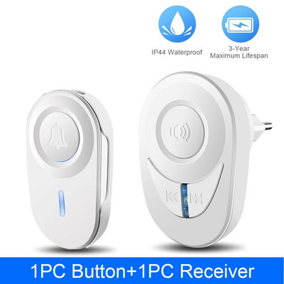 „Wsdcam“ belaidis durų skambutis „Smart Home“ vandeniui atsparus durų skambučio skambėjimo rinkinys 48 muzikos LED blykstės durų skambutis su 4 lygiais reguliuojamu garsumu