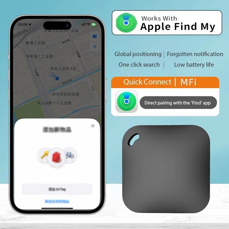 Inteligentný Bluetooth GPS tracker pracuje s Apple Find My ITag, zariadenie proti strate, pripomienkovač MFI, kľúč od auta, vyhľadávač domácich zvierat a detí, bezdrôtový