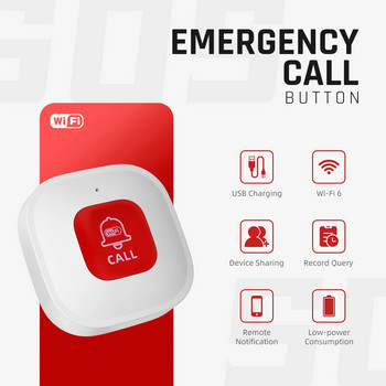 Κουμπί κλήσης Tuya WiFi Smart SOS Ασύρματο τηλεειδοποιητή τηλεειδοποίησης Πομπός ειδοποίησης τηλεφώνου Κουμπί κλήσης έκτακτης ανάγκης για παιδιά ηλικιωμένος ασθενής