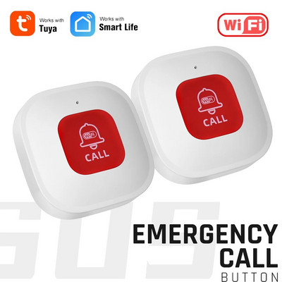Tuya WiFi Smart SOS Бутон за повикване Безжичен болногледач Пейджър Телефон Предавател за предупреждение Бутон за спешно повикване за деца Възрастен пациент