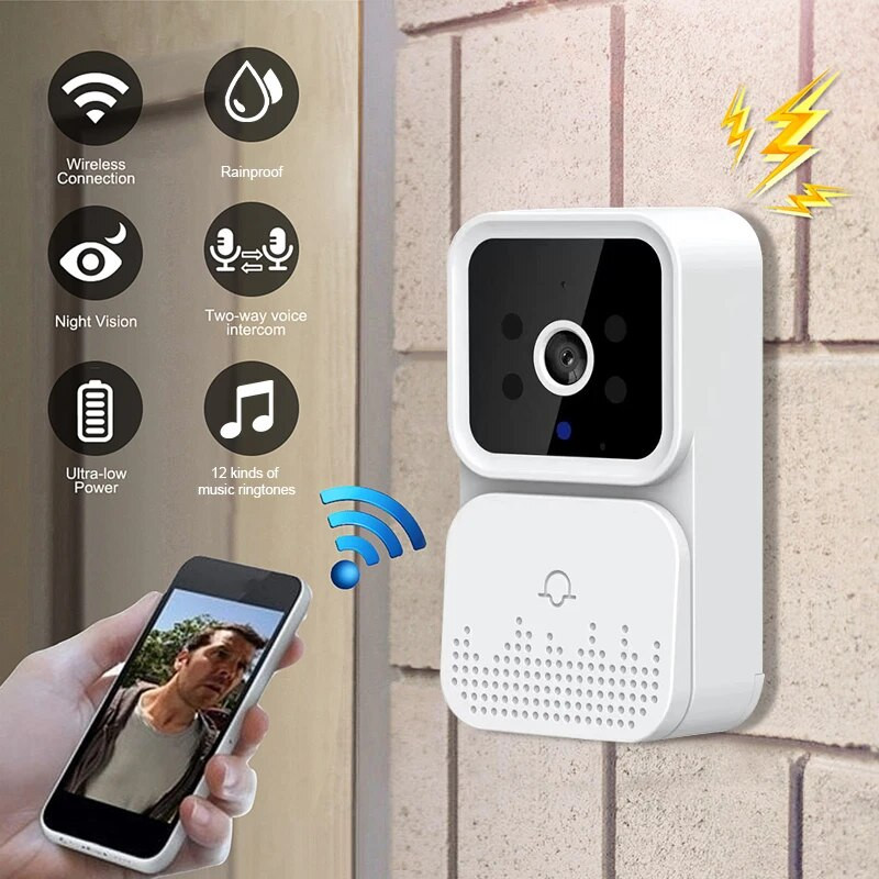 Viedais bezvadu durvju zvans WiFi āra HD kameras durvju zvans nakts redzamības video domofons balss mājas monitora durvju drošības zvana komplekts