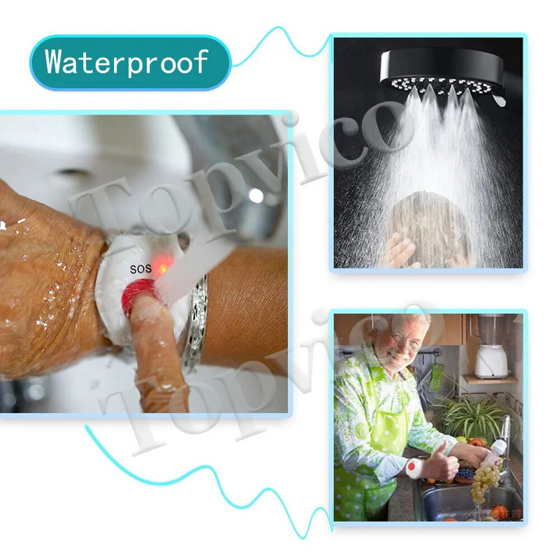 Topvico 1/2vnt panikos mygtukas RF 433mhz SOS avarinis mygtukas pagyvenusių žmonių signalizacijos laikrodžio apyrankė senų žmonių namų apsaugos signalizacijos sistema