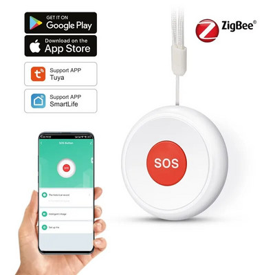 Tuya ZigBee SOS avārijas poga Vecāki bērni Signalizācija Ārkārtas palīdzība Palīdziet Pārslēgt Mājas Drošības Aizsardzība Smart Life App Control