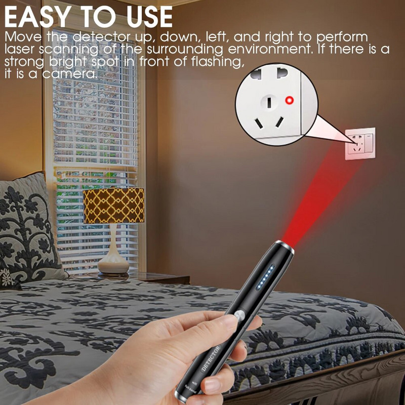 Belaidis RF signalo detektorius, apsaugantis nuo šnipinėjimo kameros GSM ieškiklis, pokalbių pasiklausymo skaitytuvas.