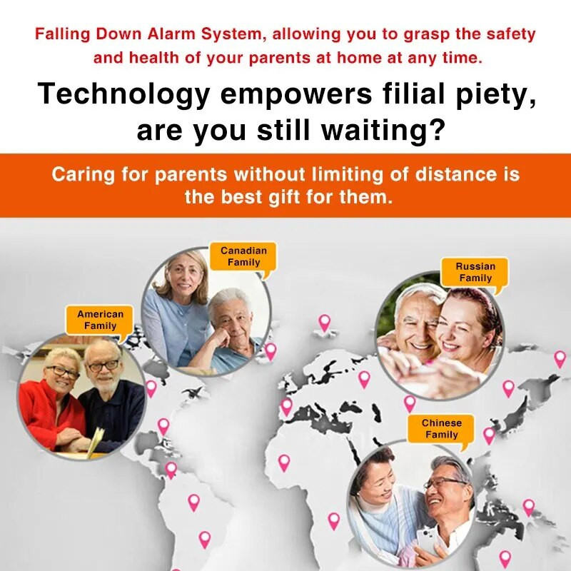 WiFi panikas poga gados vecākiem cilvēkiem, vecāka gadagājuma cilvēku avārijas kritiena brīdinājuma ierīcēm SOS dzīvības trauksmes aprūpētāja peidžera Tuya Smart APP paziņojums