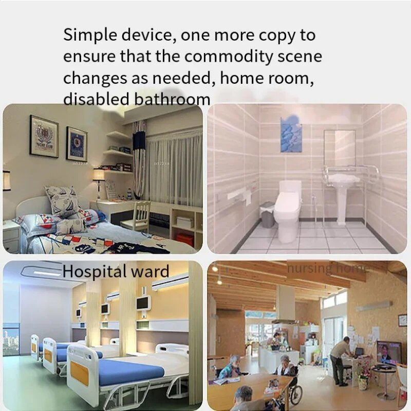 Vészriasztó Idős személyhívó letiltva Fürdőszoba hang- és fényerősség védőriasztó Vészhelyzeti egygombos riasztórendszer