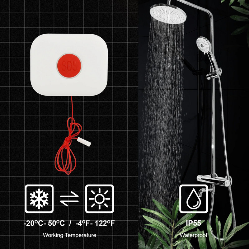 WiFi Tuya Buton SOS Sisteme de alertă pentru sănătate Alarma personală de securitate Impermeabil cu șnur pentru copii mai mari cu dizabilități