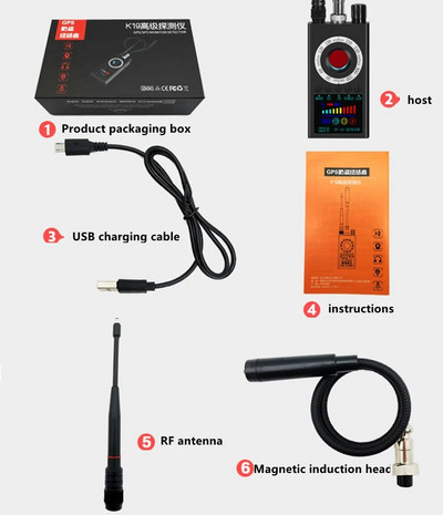 Új K19 lehallgató rejtett kamera érzékelő RF vezeték nélküli Gsm hangjel vezetéklehallgatás GPS nyomkövető kémkamera detektor hibakereső