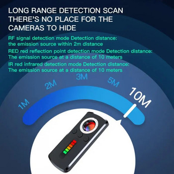 RYRA Ανιχνευτής κρυφής κάμερας Pinhole Υπέρυθρη ανίχνευση φακού κατά της κρυφής κάμερας Φορητό Mini Spy Hidden Camera Finder Anti-monitoring