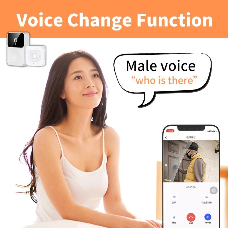 Sonerie fără fir WiFi 1080P Cameră de securitate Sonerie pentru ușă Video Interfon Smart Home Monitor IR Night Vision Impermeabil