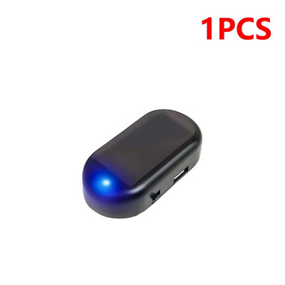 1-5 tk päikeseenergial töötav auto võltsturvalisus helesinine/punane tule simuleeritud näivhäire, vilkuv imitatsioonlamp juhtmevaba signaali alarm