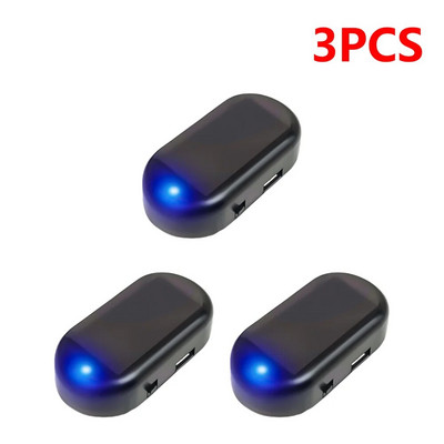 1-5 tk päikeseenergial töötav auto võltsturvalisus helesinine/punane tule simuleeritud näivhäire, vilkuv imitatsioonlamp juhtmevaba signaali alarm