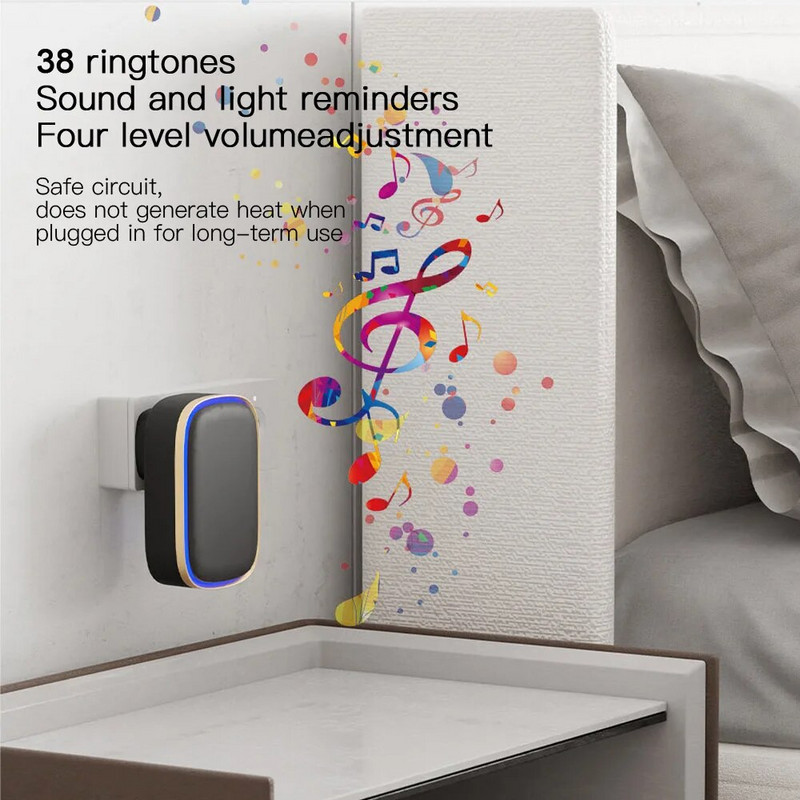 Sonerie fără fir Acasă Bun venit Sonerie inteligentă pentru ușă 150M Distanță fără fir lungă 38 de melodii Home Welcome Chimes Ton de apel Colorat