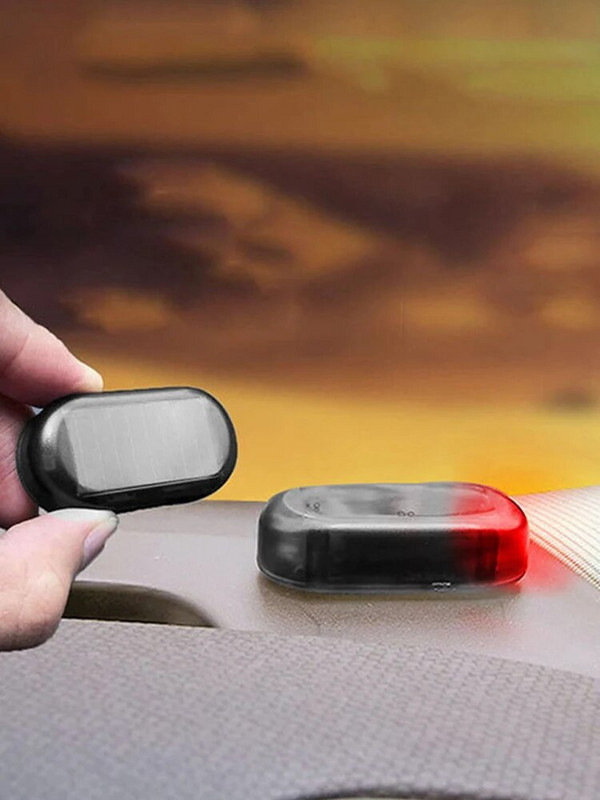 Päikeseenergial töötava auto võltsturvatuli Ülimalt ere vilkuv imitatsioonlamp juhtmevaba strobosignaali vargusvastane hoiatuslamp