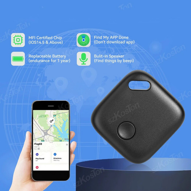 MFI iTag Compatibil cu Find My APP Bluetooth Tracker pentru IOS Tag Key Wallet Bike Finder Poziționare globală Localizator anti-pierdere